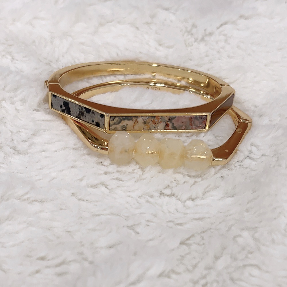 J crew semiprecious stone hinge bracelet and Framed stone open cuff